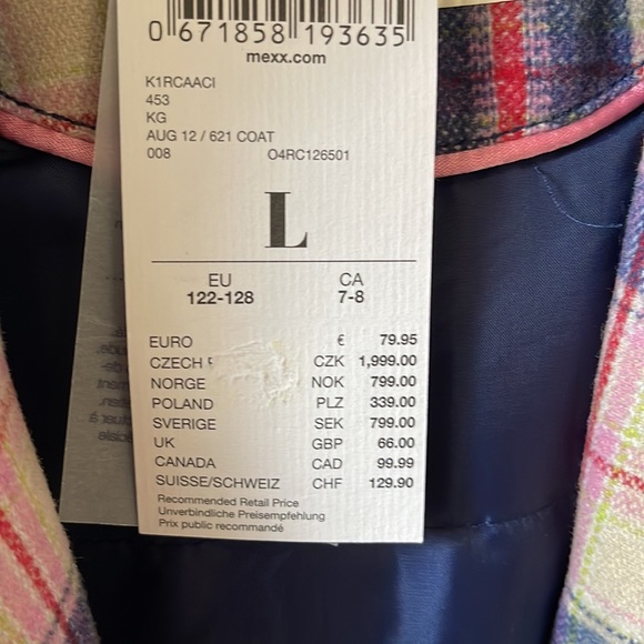 Mexx Girls Wool Blend Coat size L (7-8) BNWT - Picture 10 of 10